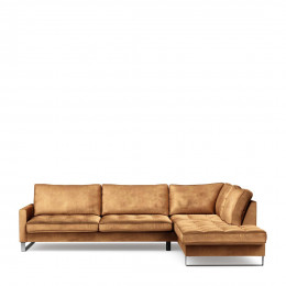 West houston corner sofa chaise longue right velvet cognac