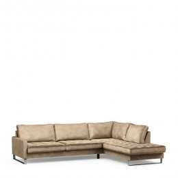 West houston corner sofa chaise longue right velvet golden beige