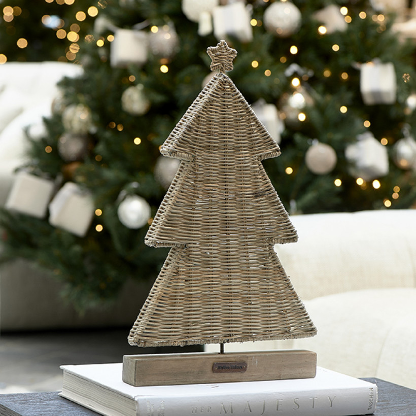 Rustic Rattan Flat Christmas Tree Rathwood