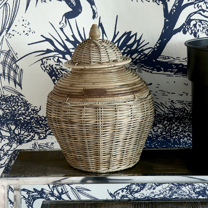 Rustic rattan ginger pot s