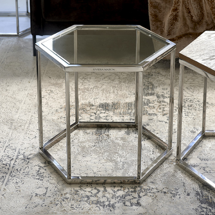 Hexagon parc end table glass