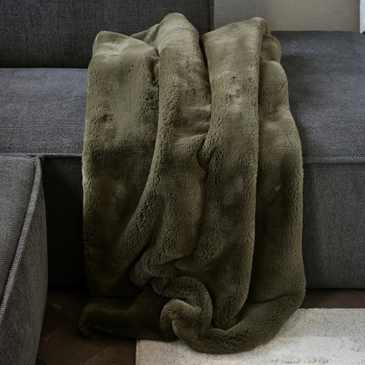 Faux Fur Throw Green 170x130 Rathwood
