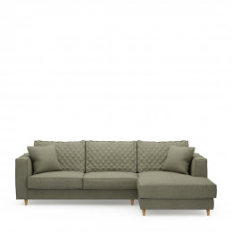 Kendall sofa with chaise longue right oxford weave forest green