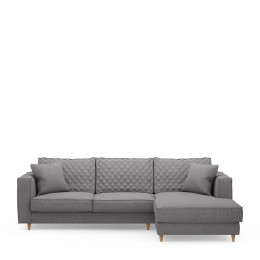 Kendall sofa with chaise longue right oxford weave steel grey