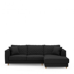 Kendall sofa with chaise longue right oxford weave basic black