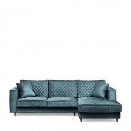 Kendall sofa with chaise longue right velvet petrol