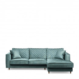 Kendall sofa with chaise longue right velvet mineral blue