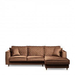 Kendall sofa with chaise longue right velvet chocolate