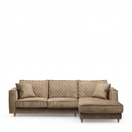 Kendall sofa with chaise longue right velvet golden beige