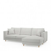 Kendall sofa with chaise longue right washed cotton ash grey
