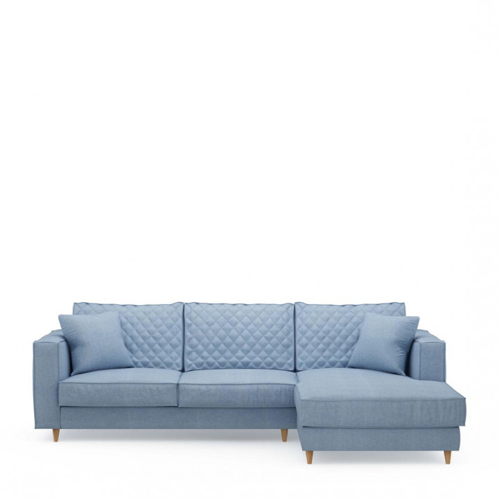 Kendall sofa with chaise longue right washed cotton ice blue