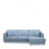 Kendall sofa with chaise longue right washed cotton ice blue