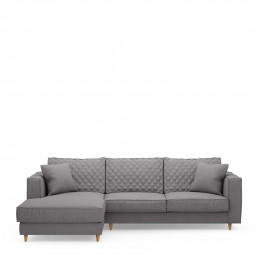 Kendall sofa with chaise longue left oxford weave steel grey