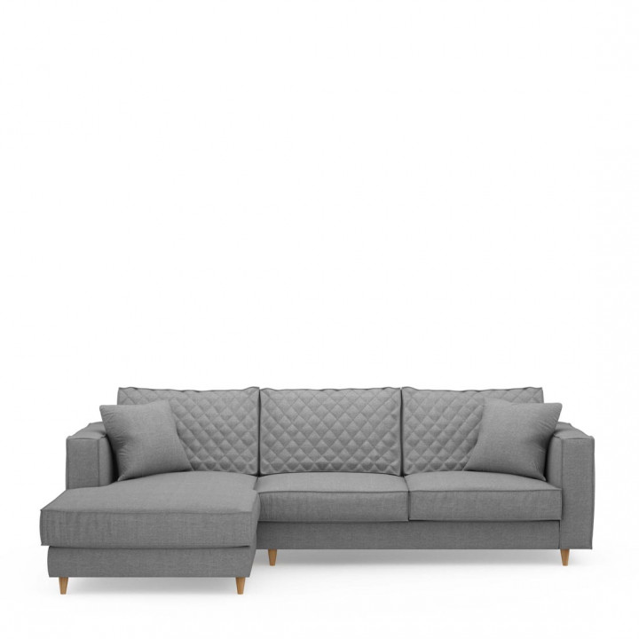 Kendall sofa with chaise longue left washed cotton grey