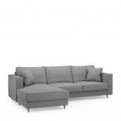 Kendall sofa with chaise longue left washed cotton grey