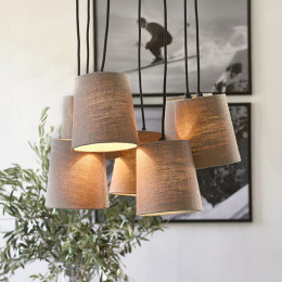 Silverstone 7 shade hanging lamp flax