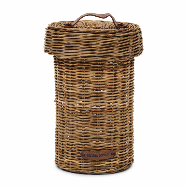 Rustic rattan biscuit barrel