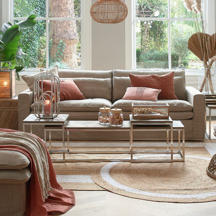 Continental sofa 3 5 seater oxford weave anvers flax