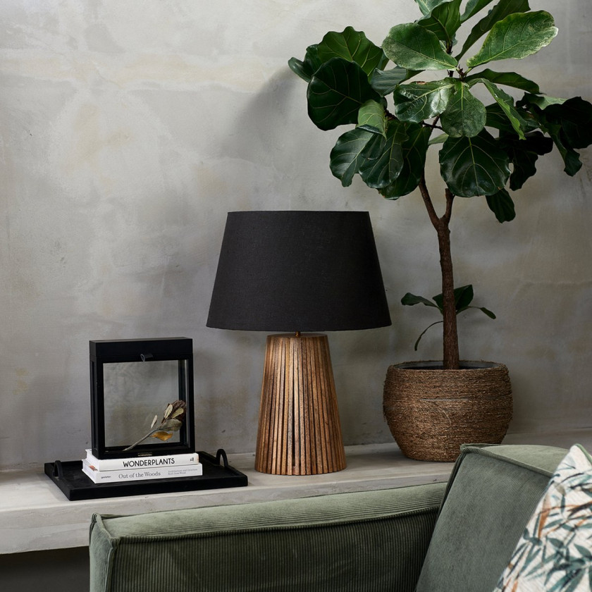 Classic Natural Linen Lampshade all black 42x55