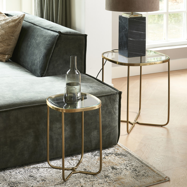 2 upper east side end tables gold