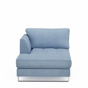 West houston chaise longue left washed cotton ice blue