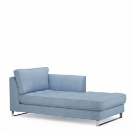 West houston chaise longue right washed cotton ice blue