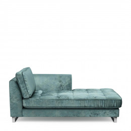 West houston chaise longue right velvet mineral blue