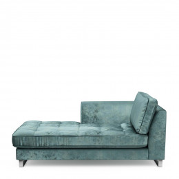 West houston chaise longue left velvet mineral blue