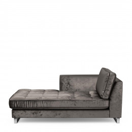 West houston chaise longue left velvet grimaldi grey