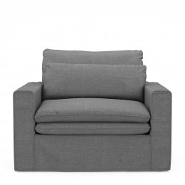 Continental love seat washed cotton grey