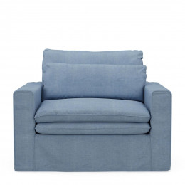 Continental love seat washed cotton ice blue