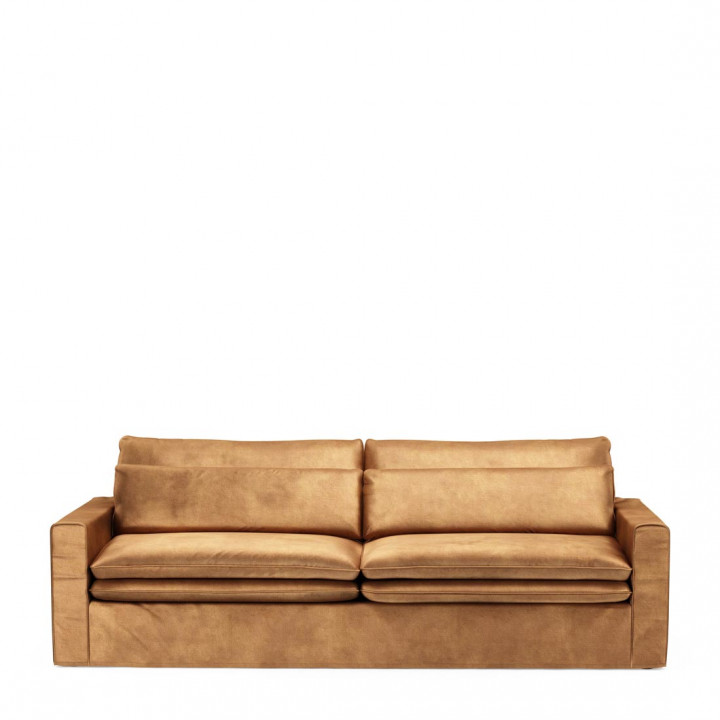 Continental sofa 3 5 seater velvet cognac