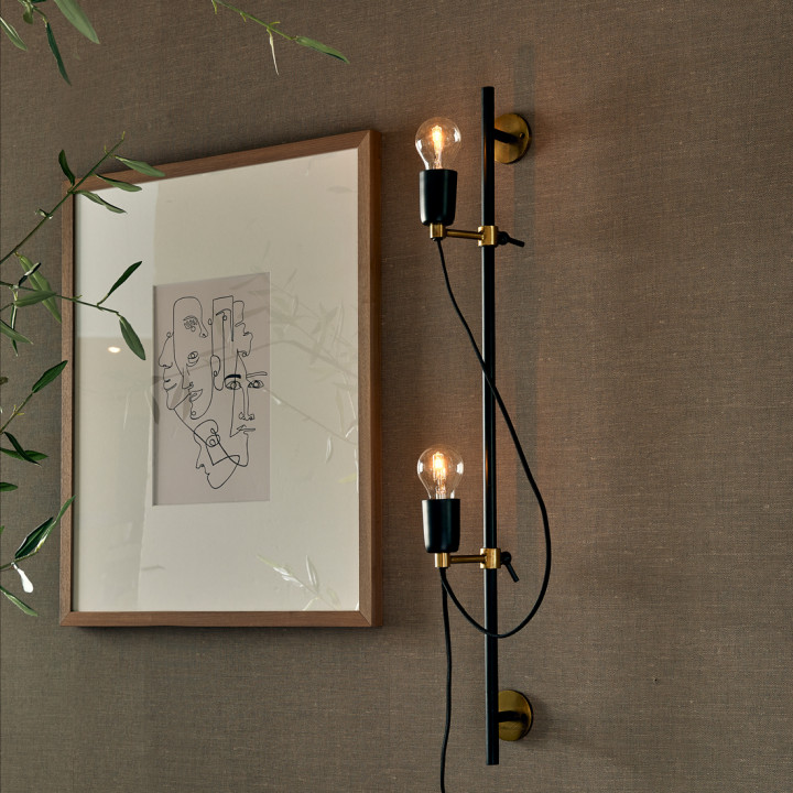 Hoxton 2 fitting wall lamp black