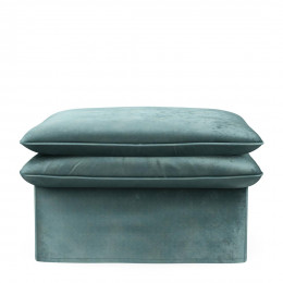 Continental footstool velvet mineral blue