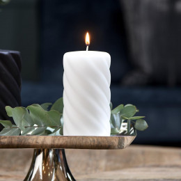 Twisted pillar candle off white 8x15