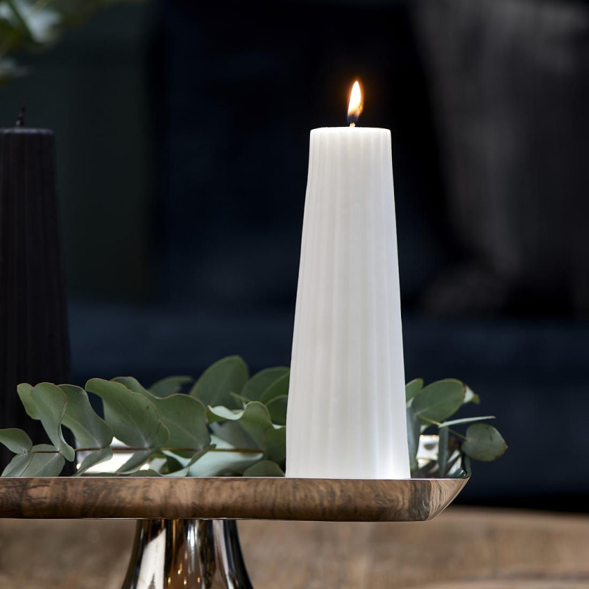 Cone Ridged Candle off-white 7x20
