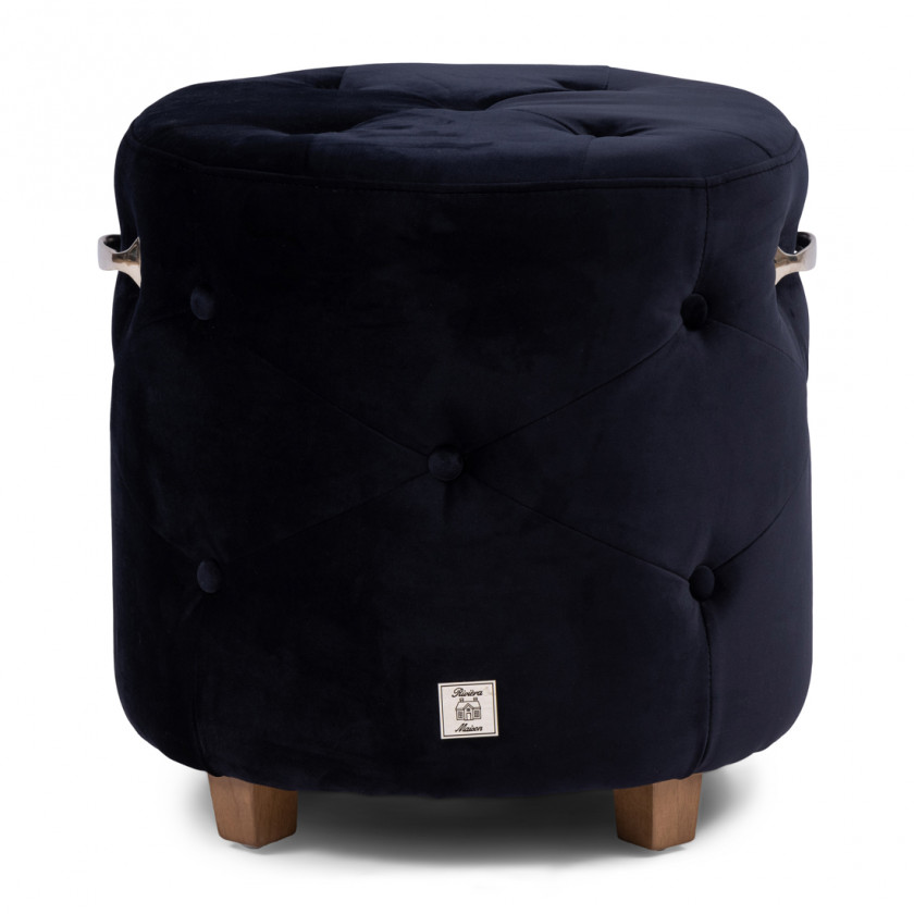 Bowery Footstool, velvet III, indigo