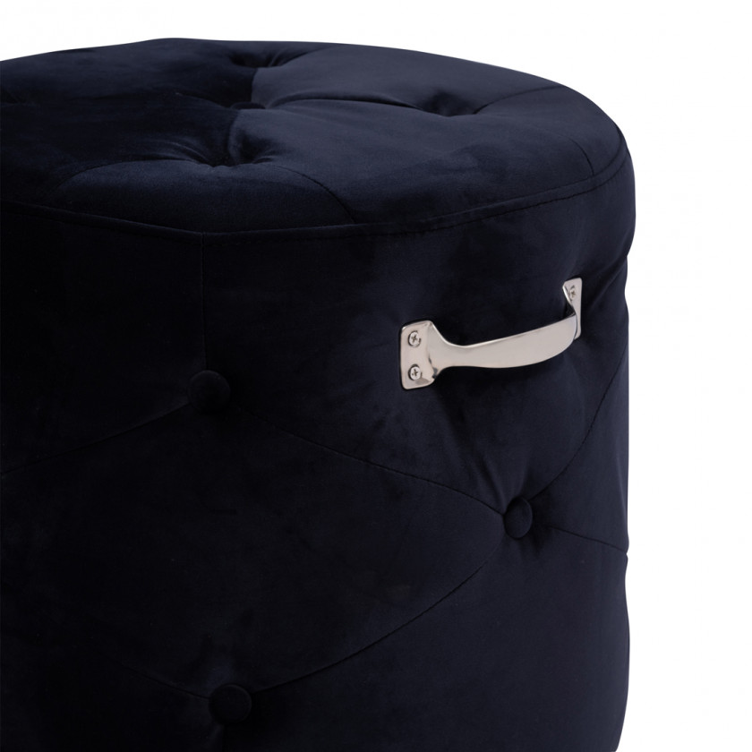 Bowery Footstool, velvet III, indigo