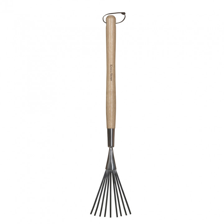 Stainless steel border hand shrub rake
