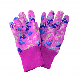 Pink dinosaur kids gardening gloves