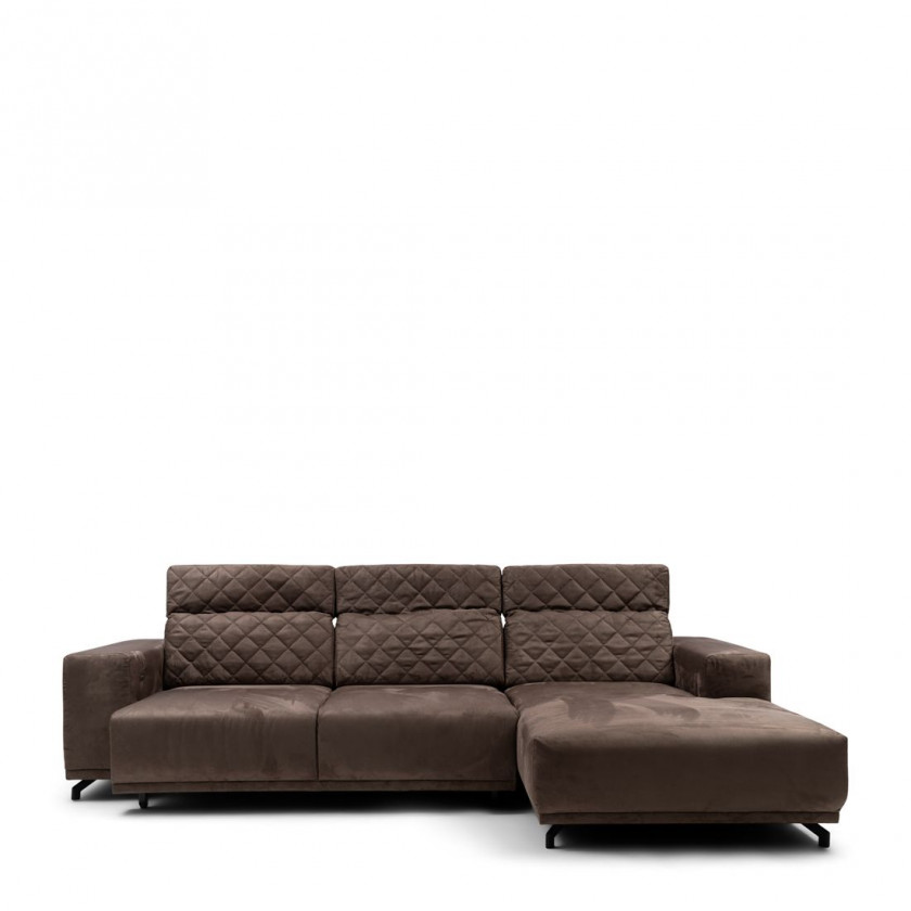 Marciana Electric Sofa with Chaise Longue Right, scottish suede, brown sugar
