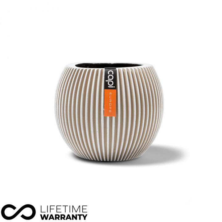 Indoor nature groove ball planter ivory 23cm dia