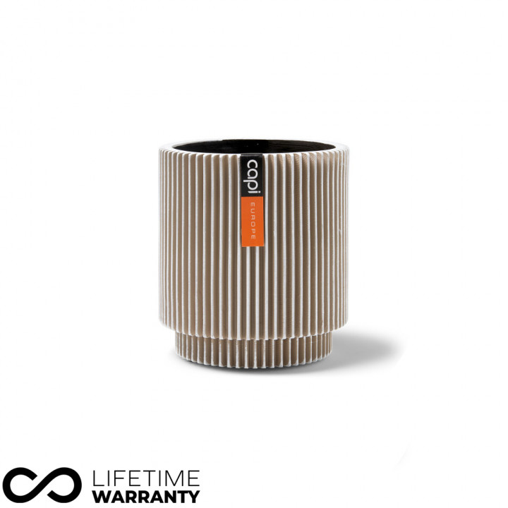 Indoor nature groove cylinder planter ivory 19cm dia