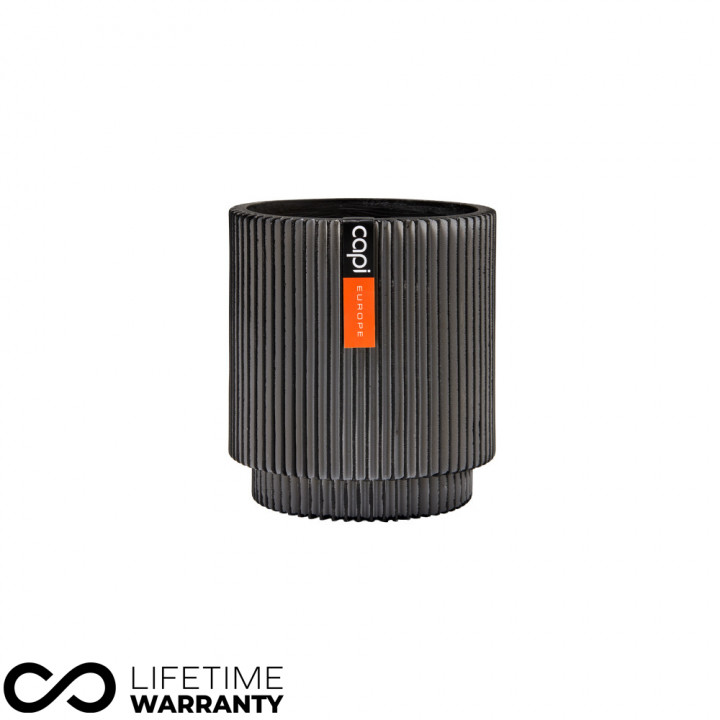 Indoor nature groove cylinder planter anthracite 19cm dia
