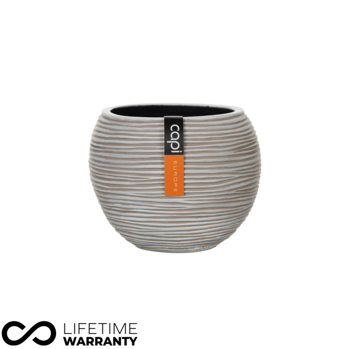 Indoor nature rib ball planter ivory 14cm dia