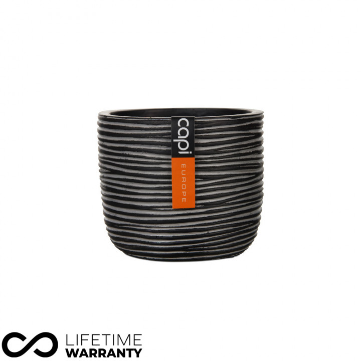 Indoor nature rib egg planter black 18cm dia