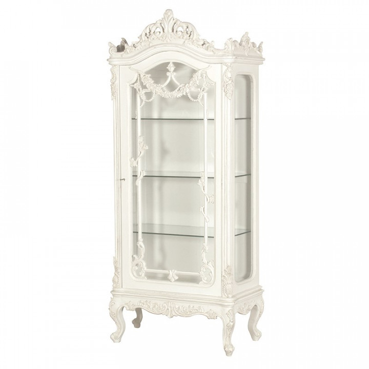 Heavy carved glass fronted antique display cabinet