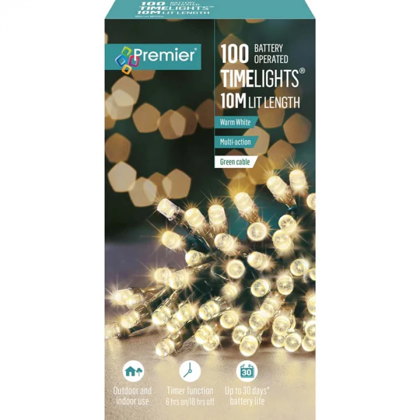 100 Battery Operated TimeLights - Warm White (CP25)