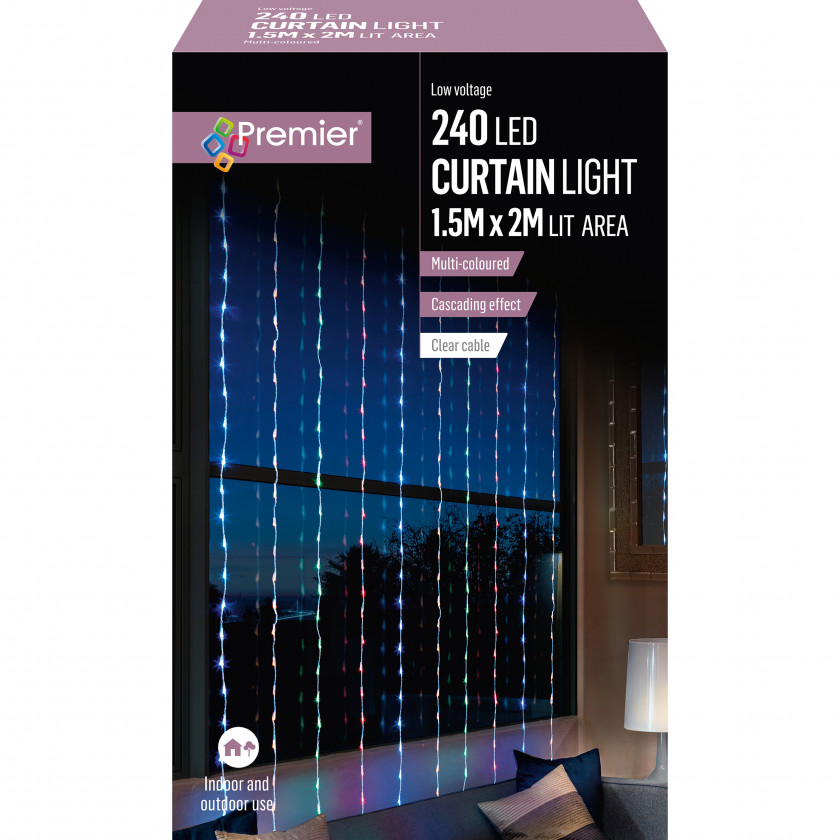 240L LED Waterfall Curtain Light- Multi-Coloured