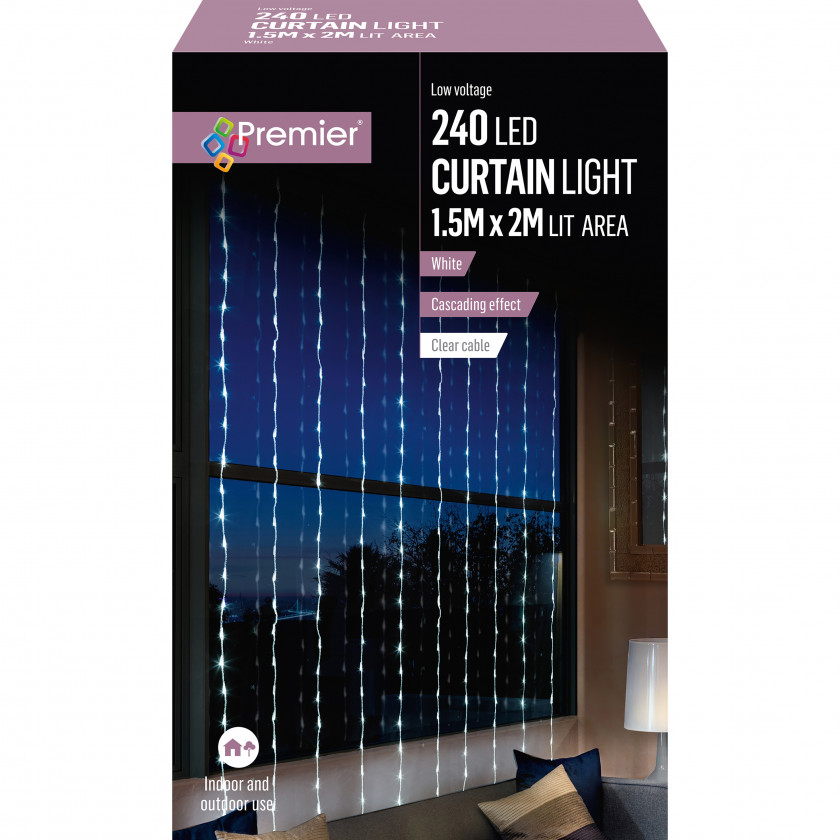 240L LED Waterfall Curtain Light- White